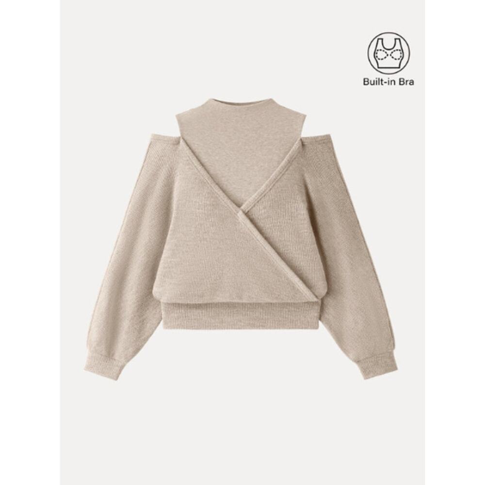 OGL ProWarm Cozy Mockneck Cutout Shoulder Surplice Brami SIZE M NWT